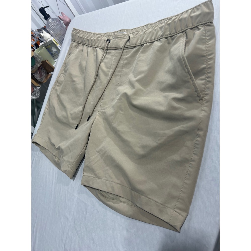 Goodfellow & Co Mens XL Tan Khaki Drawstring Elastic Waist Casual Shorts